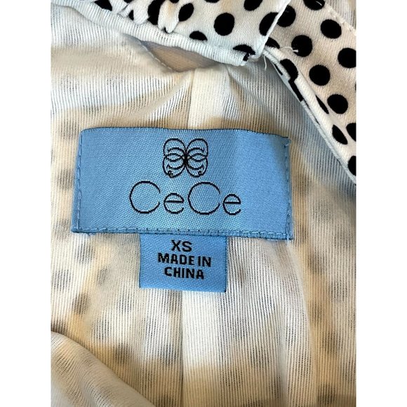 CeCe Women Shift Mini Dress Back Twisted Loop Polka Dot Black White Size X Small - Picture 6 of 7